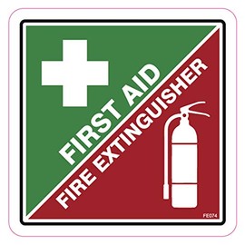 AZ House of Graphics First Aid Fire Extinguisher Stickers - 1 Sticker
