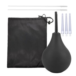 225 ML Enema Bulb Set, Douches for Women, Easy to Use Reusable Enemas Bring Two Cleaning Brushes and Three Plugs for The Wash Accessories and A Black Bag (Black)