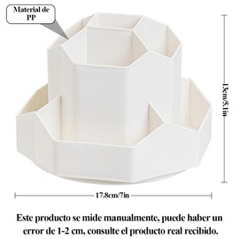 Organizador Escritorio Giratorio 360 Grados, Soporte para Lápiz Plástico con 9 Compartimentos, Porta Plumas Escritorio, Organizador de Oficina, Portalápices Escritorio para Oficina, Escuela (Blanco)