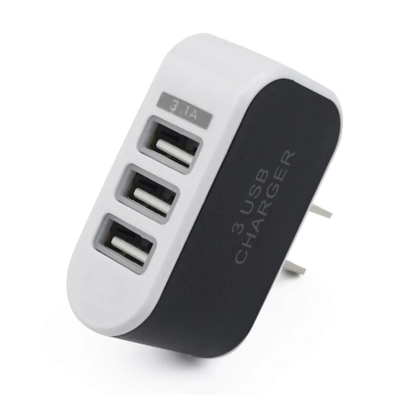 Multi 3-Port USB Home Wall Charger Plug Glowing Light 3.1A