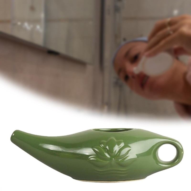 TENOL Ceramic Neti Pot Sinus Rinse Pot 250ml Travel Comfortable