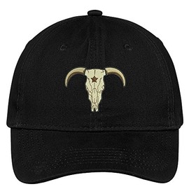 Trendy Apparel Shop Bull Skull Embroidered Cap Premium Cotton Dad Hat - Black
