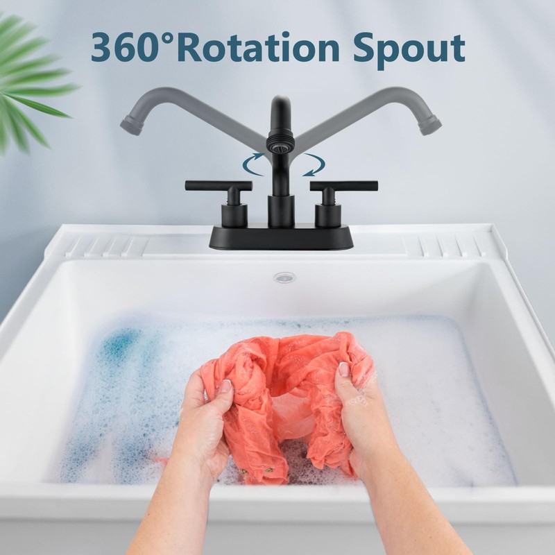 Aolemi Utility Sink Faucet 4 Inch Centerset, Laundry Sink Faucets