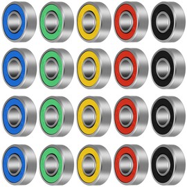 CODIRATO Pack of 20 608RS Ball Bearings Carbon Steel Roller Bearings with Double Shielded Friction-Free Skateboard Longboard Scooter Colourful Miniature Deep Groove Ball Bearings for Roller Skates