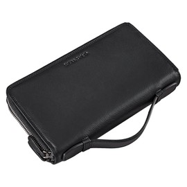 STILORD 'Sean' Men's Leather Wallet with Handle Large Wallet RFID Protection Wallet Vintage Leather Wallet Many Compartments Wrist Bag Genuine Leather, black