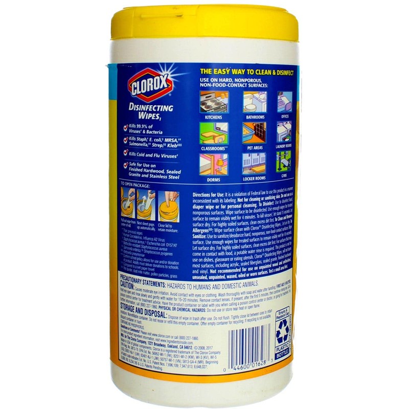 Clorox Disinfecting Wipes Disinfecting Fresh Scent, Lemon Canister 75 Count