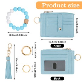 KNGITRYI Wallet Keychain Wristlet for Women,Slim RFID Credit Card Holder Purse Tassel Keychain Bangle Key Ring for Men Women (Classic, RFID-Blue)