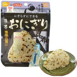 GOHAN JAPAN Kelp (Kombu) Onigiri portable 100% Japan based Alpha Dried Rice Ball 42g/1.5 oz(A filling 109g/3.8oz) for Camping Mountain Climbing Emergencies by Onisi Foods Japanese Company (1-Pack, 42, Gram)