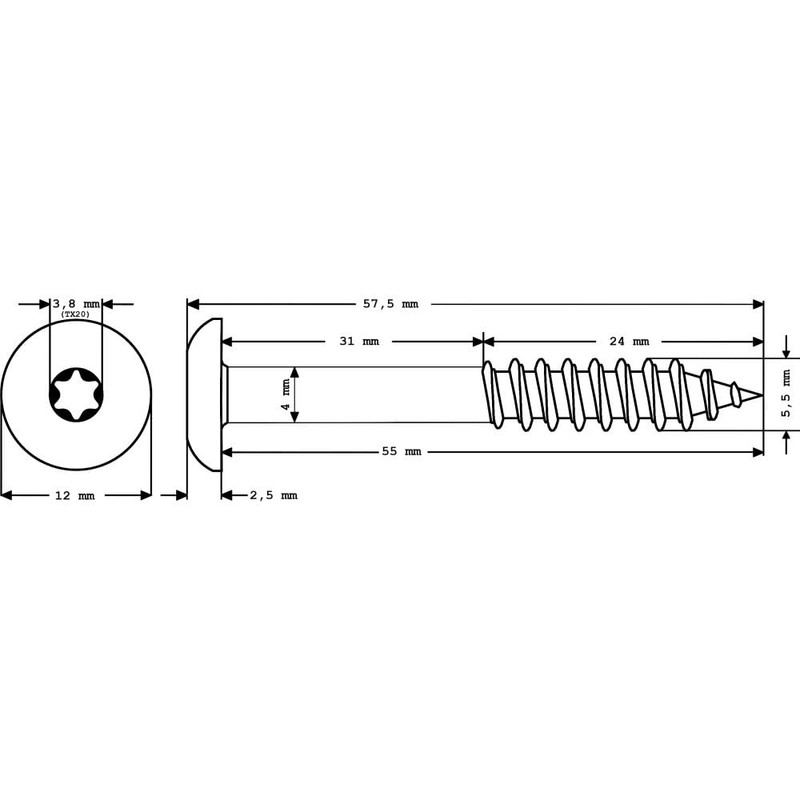 100 x MEISTERLING® Facade Screws INOX V4A 5.5 x 55