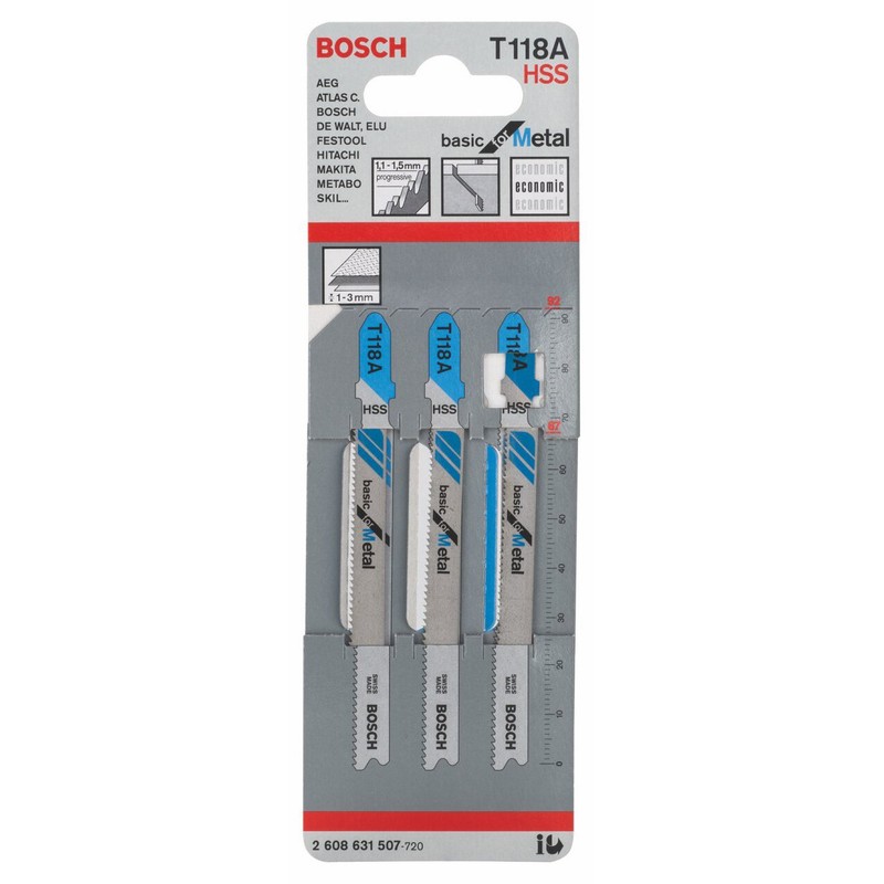 Bosch 2608631507 Jigsaw Blade T118 A 3 Pcs