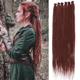 Samtress Dreadlock Extenisons 24 Inch Copper Red SE Hippie Dreadlock 10 Strands Single Ended 0.6 cm Width Soft Loc Handmade Reggae Style Crochet Hair Synthetic (#350)
