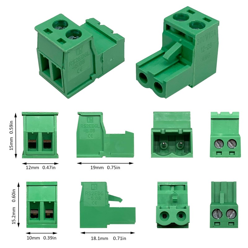 Willwewon Set of 10 2-Pin 2EDGRK 5.08 mm Pitch Pluggable