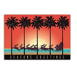Beach Tropical Sunset Christmas Postcards - 40 Holiday Beach Postcards - 4 x 6 Inch Postcards (Sunset)