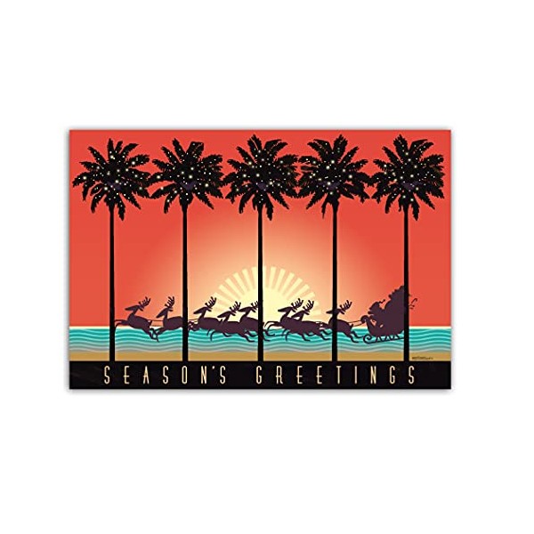 Beach Tropical Sunset Christmas Postcards - 40 Holiday Beach Postcards