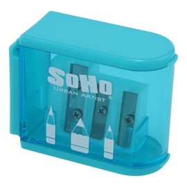 SoHo Urban Artist - Sacapuntas de 3 agujeros, perfectos para afilar sobre la marcha, regreso a la escuela, artistas de todos los niveles y mucho más - [Turquesa - Paquete de 4]