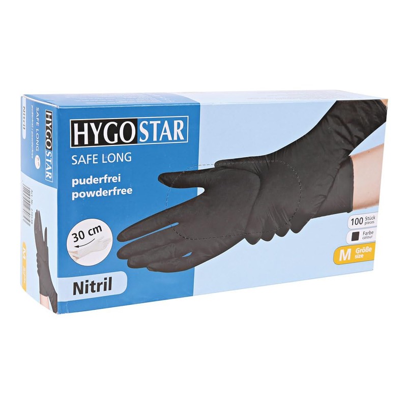 Franz Mensch Hygostar Safe Long Nitrile Gloves, Latex and Powder-Free,