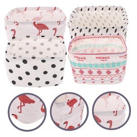 Levemolo 4Pcs Cotton Linen Storage Baskets Fabric Containers with Handle for Organizing Sundries for Home Bathroom Bedroom Living Decor