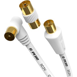2 m Lange TV-Antenne rechtwinklig mit Steckeradapter Koaxial-Satelliten-Kabelfernsehantenne AV-Kabel Stecker-Stecker-Koax-Verlängerungskabel Vergoldete Steckverbinder Schwarz Flylead…
