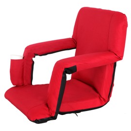 Epetlover Portable Foldable 5 Positions Adjustable Water Resistant Stadium Bleacher Seat with Cushion, Arms and Back Support (Red)