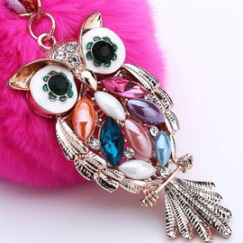 Xiang Ru Key Chain, Key Ring, Back Charm, Fur Charm, Women's, Pom Pom, Owl, Stylish, Gift, Fluffy, For Car, House Keys, Cute, Pink