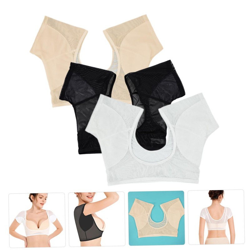 KOMBIUDA Sweat-proof Comfortable Underarm Vest 3pcs Pack Breathable Washable for