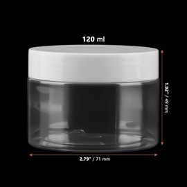LEXININ 65 Pack 4oz Clear Plastic Jars with White Lids, 120ml Wide-Mouth Plastic Jars, Empty Round Slime Containers for Nuts, Candy, Beads