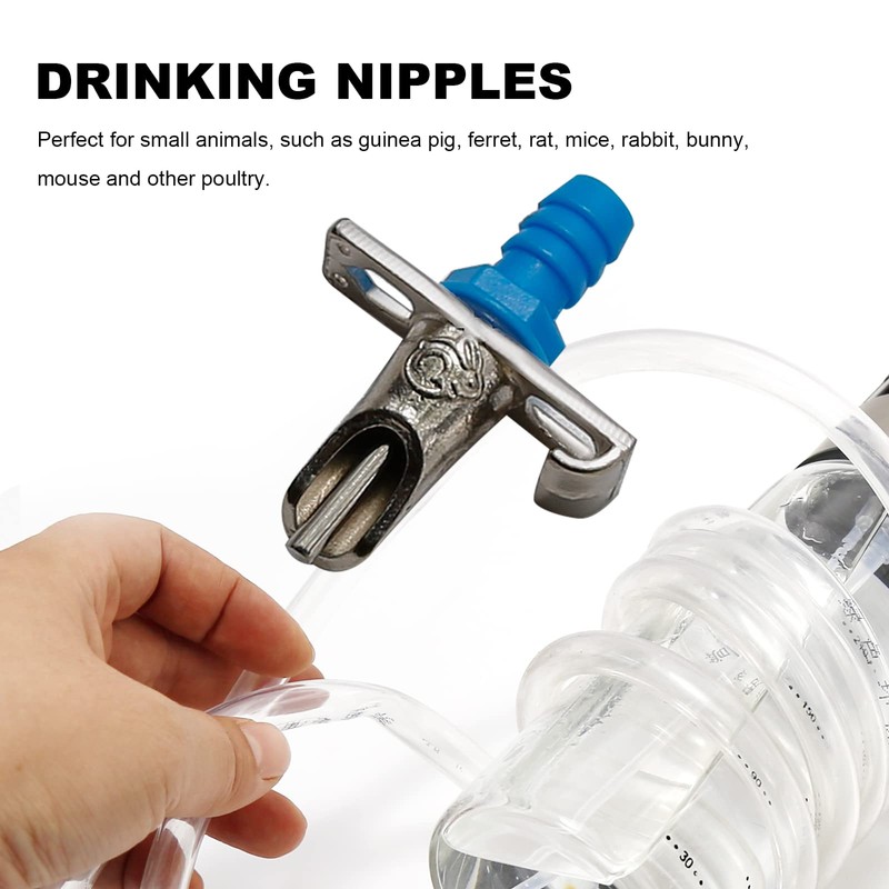 ZUDKSUY Automatic Rabbit Nipple Drinker Kit, 20 Pack Double Pull