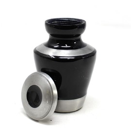 Black with Brushed Metal Accent Cremation Urns for Men and Women Human Ashes - Keepsake Urn