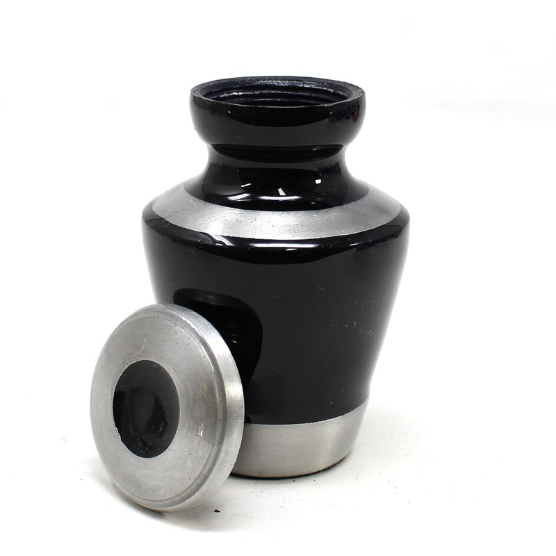 Black with Brushed Metal Accent Cremation Urns for Men and