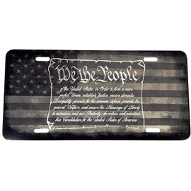 Combo Laser Engraved Diamond Etched USA Flag We The People Car Tag License Plate