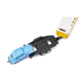 Siku 2567, VW T1 Samba with Transport Trailer and VW Beetle, 1:50, Metal/Plastic, Multicoloured, Tilting Loading Area