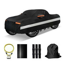 OWEEIO 30 Layers Truck Car Cover for Automobiles All Weather Waterproof, Outdoor Snowproof UV Protection Windproof, No Zipper,Heavy Duty Universal Car Covers, (Black, Fit Truck 231"-250")