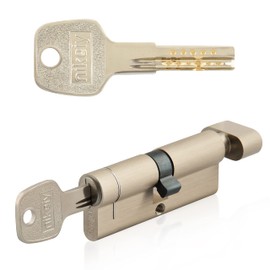GERCAR N+G Set of 2 Knob Cylinders Simultaneous Locking 35/35 - Lock Cylinder with Knob - Cylinder Lock Door Lock with Drill Protection and 10 Keys (Long) | 70 mm | A:35 B:35 | 2 x (Pro NG)