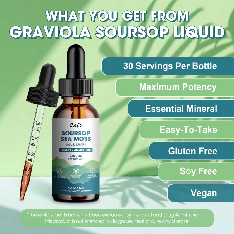 Catfit 2 FL OZ Soursop Leaf Extract Liquid Drop 6000mg