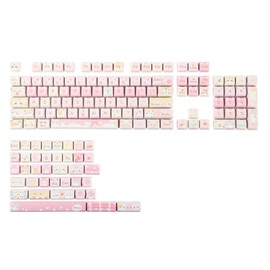 KiiBoom x Maorbeng Meow Meow Squad - Juego de teclas de sublimación de tinte PBT, perfil Mao, 142 teclas teclas personalizadas para diseño ANSI, interruptores MX teclado mecánico para juegos