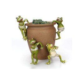Ruoxian Resin Frog Planter Pot Hanger Decorations Frog Flower Pot Resin Creative 3D Craft Frog Figurines Frog Statue Climbing Decoration Animal Ornaments for Office Desk Home Garden Pot,4 pcs
