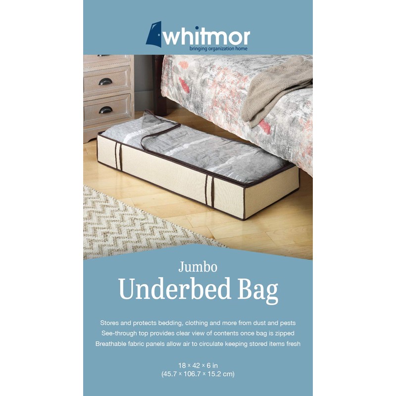 Whitmor Heavy Duy Canvas Zippered Under Bed Bag, Jumbo