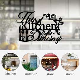 nbeads Kitchen Metal Sign Wall Art Decor, 19 x 27.3 cm Black Wall Decoration for Hanging, Silhouette Wall Art, Modern Metal Wall Sculptures for Modern Home Hanging Decorations