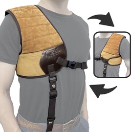 TAC IBEX Leather Shoulder Pad for Shooting Recoil Pad Rifle Men Protective Vest Shields Pads Padding for Shotgun Range Hunting Brown