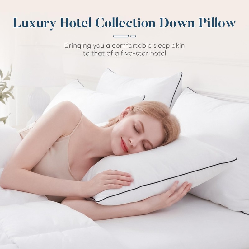 Feather Down Pillows Queen Size Set of 2, Luxury Hotel
