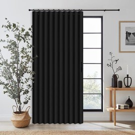 Vatge Doorway Curtains Privacy - Black Curtains for Closets Without Doors Room Divider for Doorway, Hanging Privacy Curtain Wall for Room Separation,1 Panel with Tieback, W52 x L78, Black