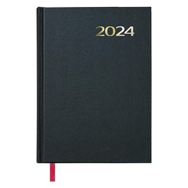 Dohe - Calendar 2024 - Day Page - Medium: 14 x 20 cm - 288 Pages - Sewn-in Cover - Hard Cover - Black - Syntex Model