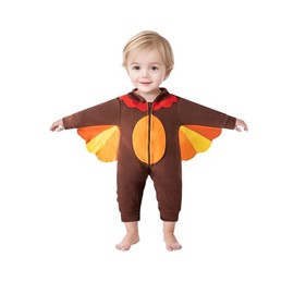 MOMMY'S NEW MAN Newborn Baby Boy Girl Thanksgiving Little Turkeys Cosplay Romper Hooded Fall Winter Outfits (6-12 Months)