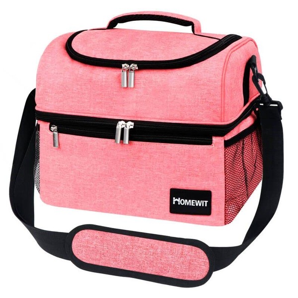 Homewit Cooler Bag, 15L Insulated Leakproof Thermal Lunch Bags with Adjustable Shoulder Strap for Picnic Camping BBQ Shopping Family Outdoor Activities for Women Girls Soft Cool Bag, Pink