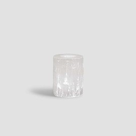 Selenite Crystal Candle Holder Tea Light - Natural Moroccan Selenite - Crystals and Healing Stones - Handmade Decorative Candlestick Holder for Healing (4 inches)