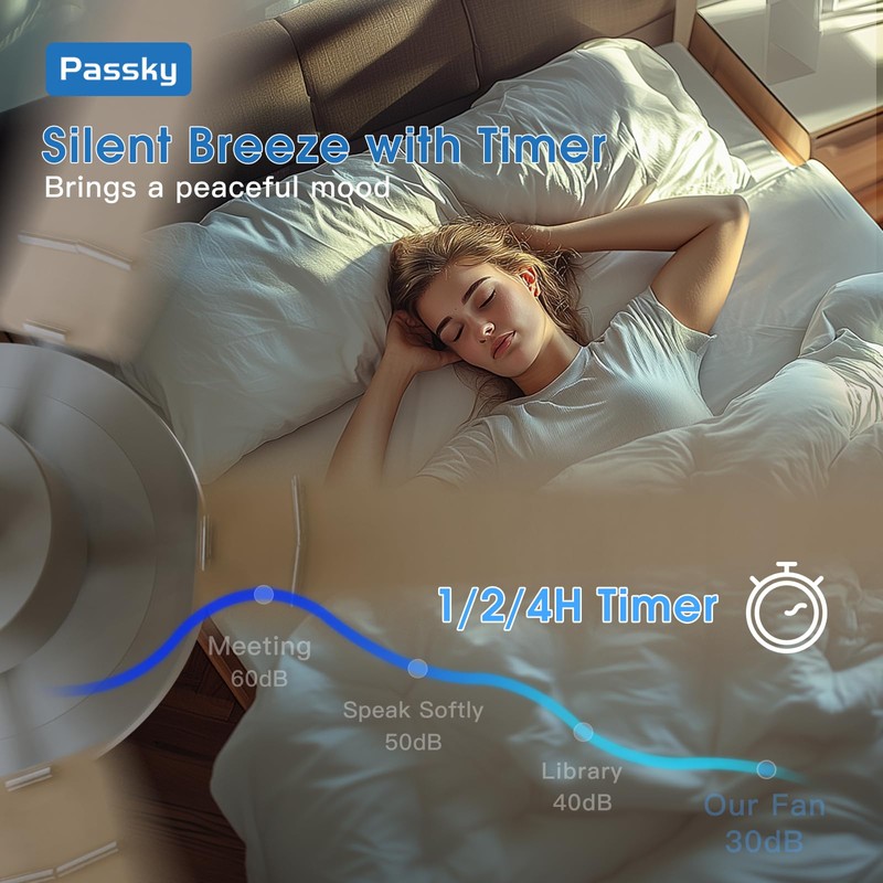 Passky Ceiling Fans with Lights, 52 inch Sleek Ceiling Fan