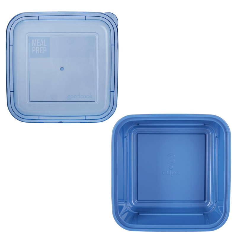 GoodCook Meal Prep 3 Cup Square 10 units, Blue, BPA