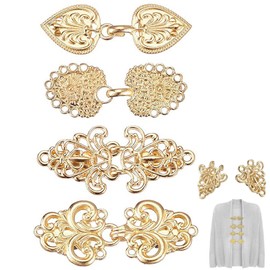 Pack of 4 Vintage Pullover Swirl Clip Cape Clips, Retro Swirl Coat Brooches Antique Cape, Gold Creative Dresses Clip, for Retro Cardigan Shawl Collar Closure Dress Shirt Button Clip for Women, Zinc