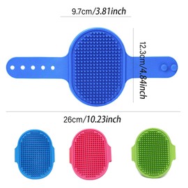 Dog Grooming Brush 4-in-1 Rubber Pet Groom Mitt Hair Fur Groom Massage Comb Bath Brush, Dog Shower Brush with Adjustable StrapGentle Grooming for Dogs & Cats with Long/Short/Curly Hair(3Pc)