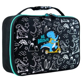 Decorably Insulated Lunch Bag for Kids - Dinosaur Lunchbox for Boys with Dinosaur Rubber Patch Design - Dino Lunch Box for Boys, Dino Lunch Bag, Kids Lunch Box Dinosaur, Boys Lunch Bag for Boys